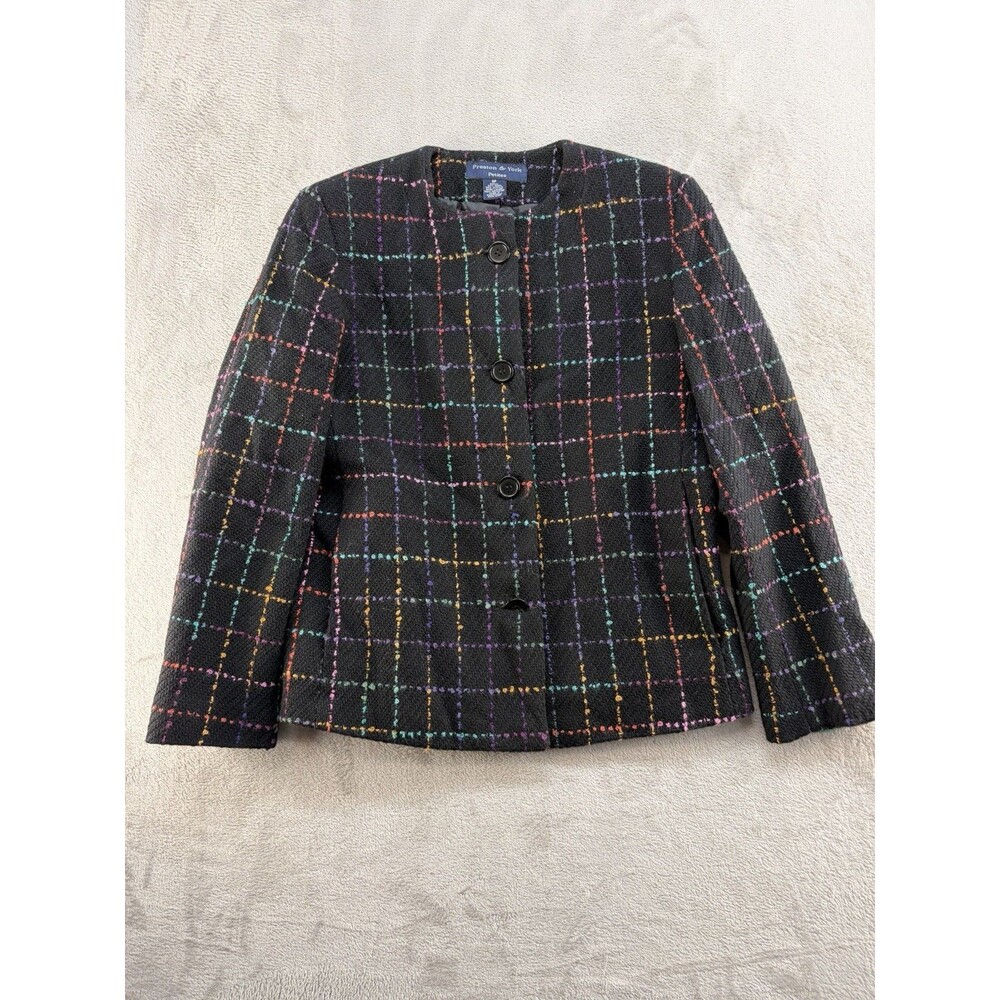 Preston & York Women’s textured Blazer Classic Suit Jacket Sz 6P wool blend EUC